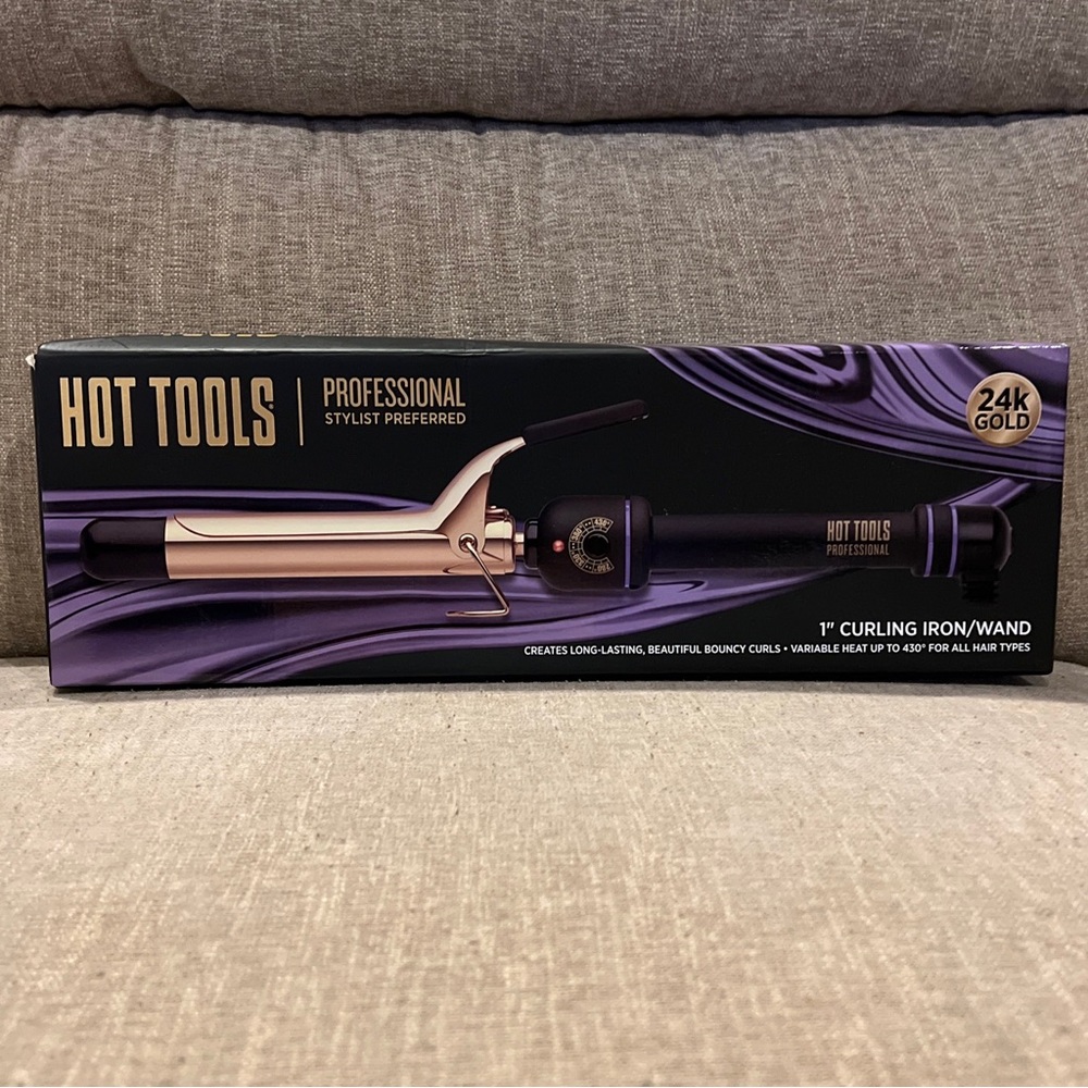 Hot Tools 24K Gold 1” Curling Iron Wand New Open Box Sealed Inside